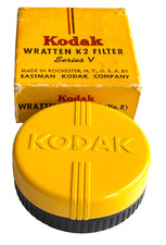 VINTAGE KODAK WRATTEN K2 FILTER SERIES V MADE IN USA NO. 8 CAMERA FILTER IN BOX