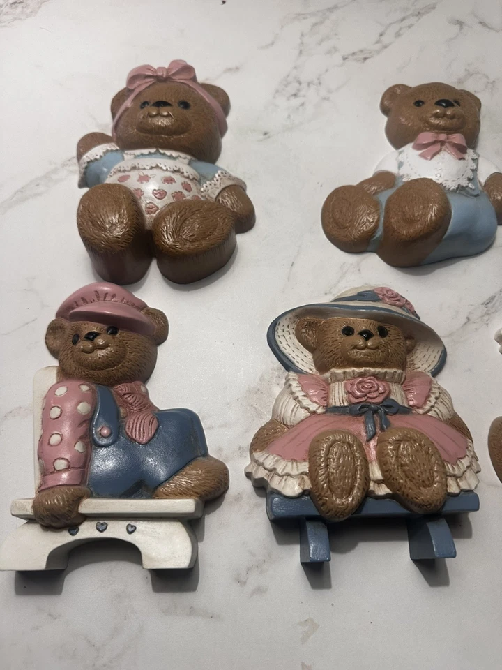 5 Burwood Teddy Bears Decor Set Baby Nursery Wall Hanging Lot Vintage 1994 - Image 3 of 4