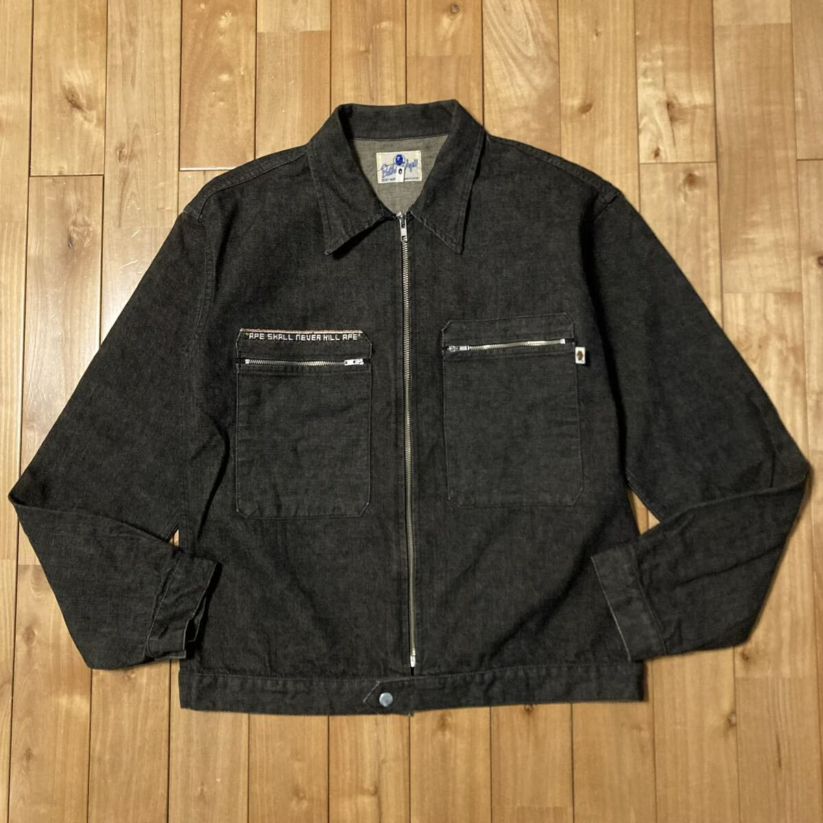 Vintage BAPE Champion embroidered black denim jacket NIGO A