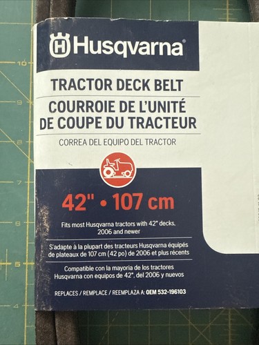 New 2022 Husqvarna Tractor Deck Belt 42” x 107 cm Replacement For 2006 + - Picture 2 of 4