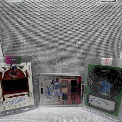 Panini Prizm/Absolute/NT 2022 3-Card Auto Lot Franco/Arozarena/Troy #/50