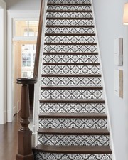 FLFK Black Patterns Stair Stickers - Set of 15, Peel and Stick Stair Riser De...