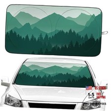 Mountains and Forest Car Windshield Sun Shade Foldable Mountains And Forest