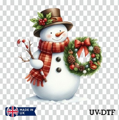 Weihnachten Schneemann UV DTF Aufkleber - Glas Laptop Becher Tasse bl291