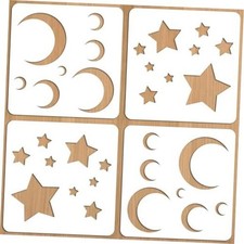 Notoke Moon and Star Stencil, 4PCS Small Plastic Moon and Star Templates for