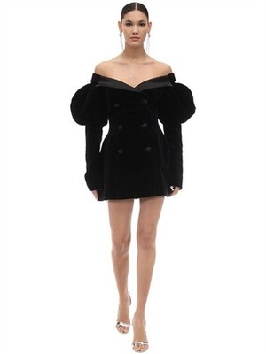 Marianna Senchina Womens Velvet Bohemian Off Shoulder Jacket Dress Sz S NWT
