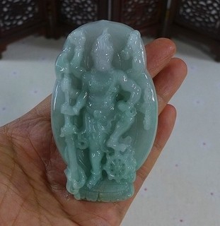 Cert'd Natural Type A Jadeite Jade Buddha Big Pendant