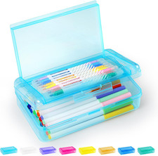 Double Layer Pencil Box, Large Hard Pencil Case Organizer, Clear Plastic Crayon