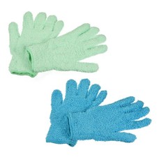 2 Pairs Dusting Cleaning Gloves Microfiber Mittens for Home, Blue Mint Green