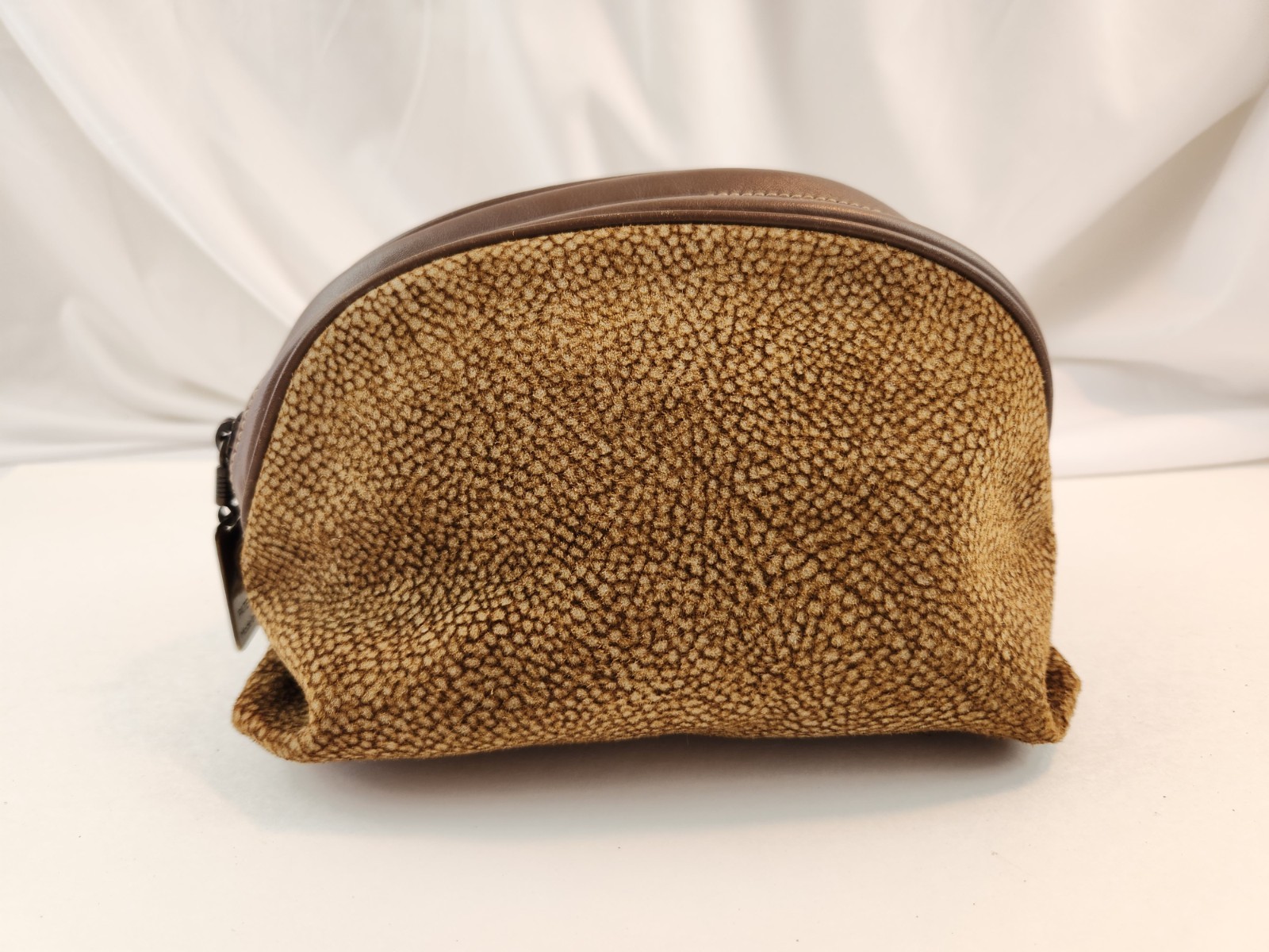 Autentica pochette BORBONESE pochette a mano marsupio agnello scamosciato REDWALL catena zip portafoglio