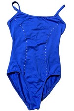 Motionwear Blue Princess Seam Rhinestone Leotard Size Medium Adult