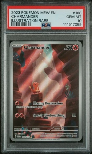PSA 10 2023 POKEMON MEW EN-151 #168 CHARMANDER ILLUSTRATION RARE