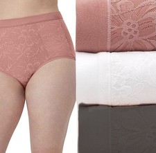 NEW Women's Bali XL Cotton Modal Lace High Rise Brief DFCLB3 Rose White Black