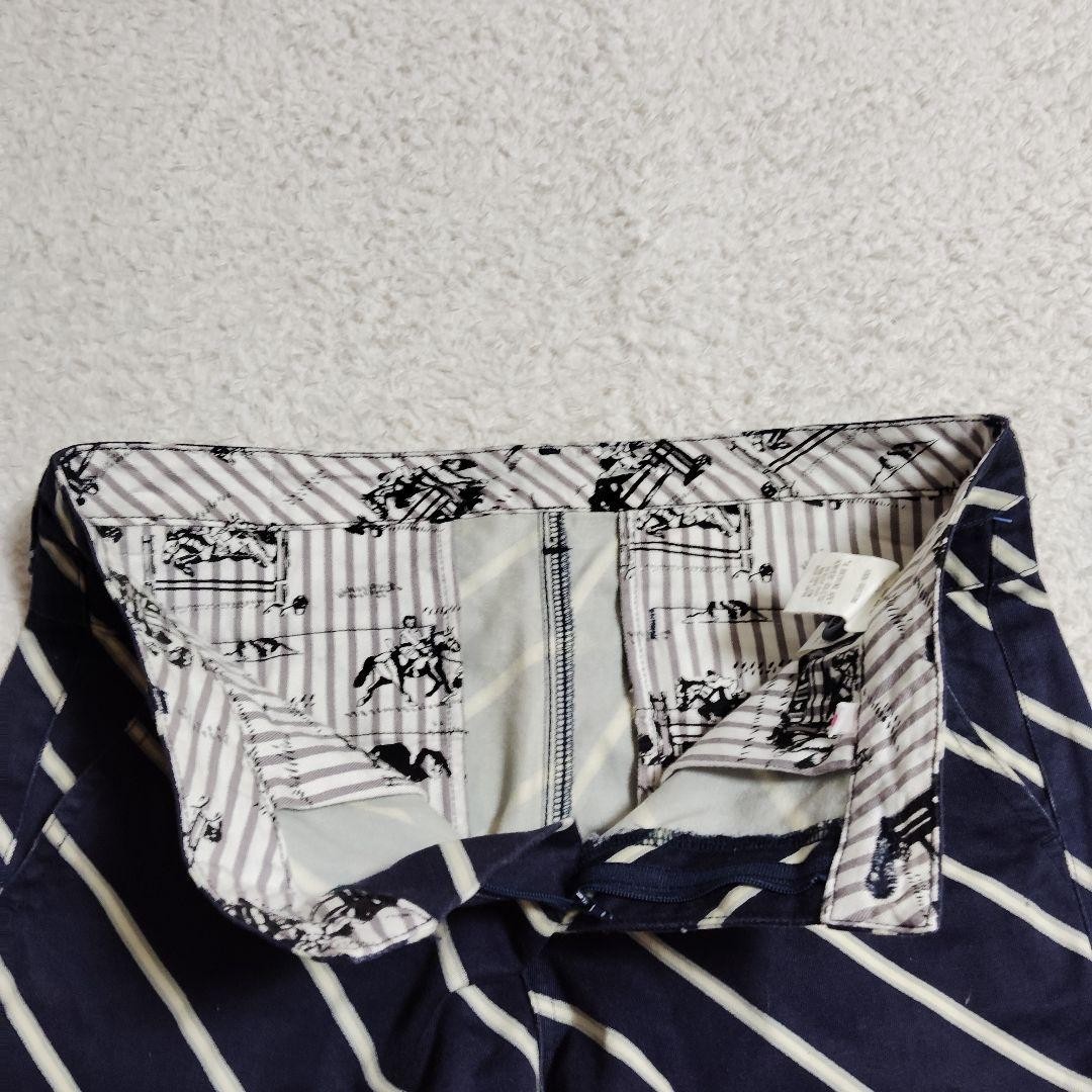 A Bathing Ape Cotton Diagonal Striped Pants Navy/White XS Waist 79cm thumbnail 6