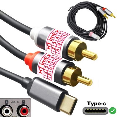 Adapterkabel USB-C auf Cinch 2x RCA Stecker Audio für Xiaomi Redmi Note 13 Pro