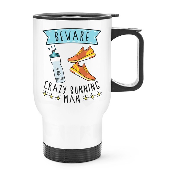 Beware VerrüCkte Laufen Mann Reise Becher Tasse Mit Griff Vatertag Lustig-image