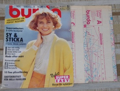 ''Burda Moden''  1 January, 1991 Sewing Magazine with Patterns Swedish Edition