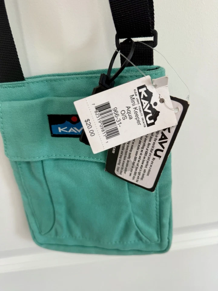 Bolso Bandolera KAVU Mini Keeper Lona Aqua/Teal Nuevo Con Etiquetas Marca Exterior EE. UU. Foto 3 de 4
