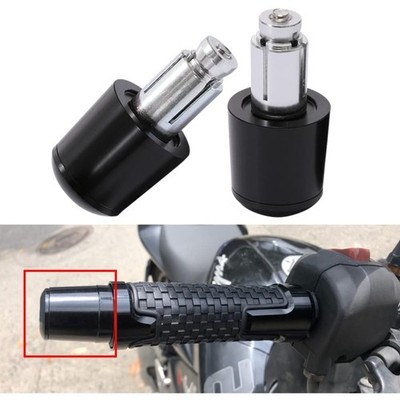 Motorrad Lenkerendkappen Aluminium 7/8 Zoll Schwarz Bar End Gewichte Zubehör
