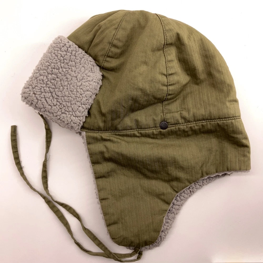 Horny Toad Green With Gray Sherpa Fleece Winter Trapper Hat Warm