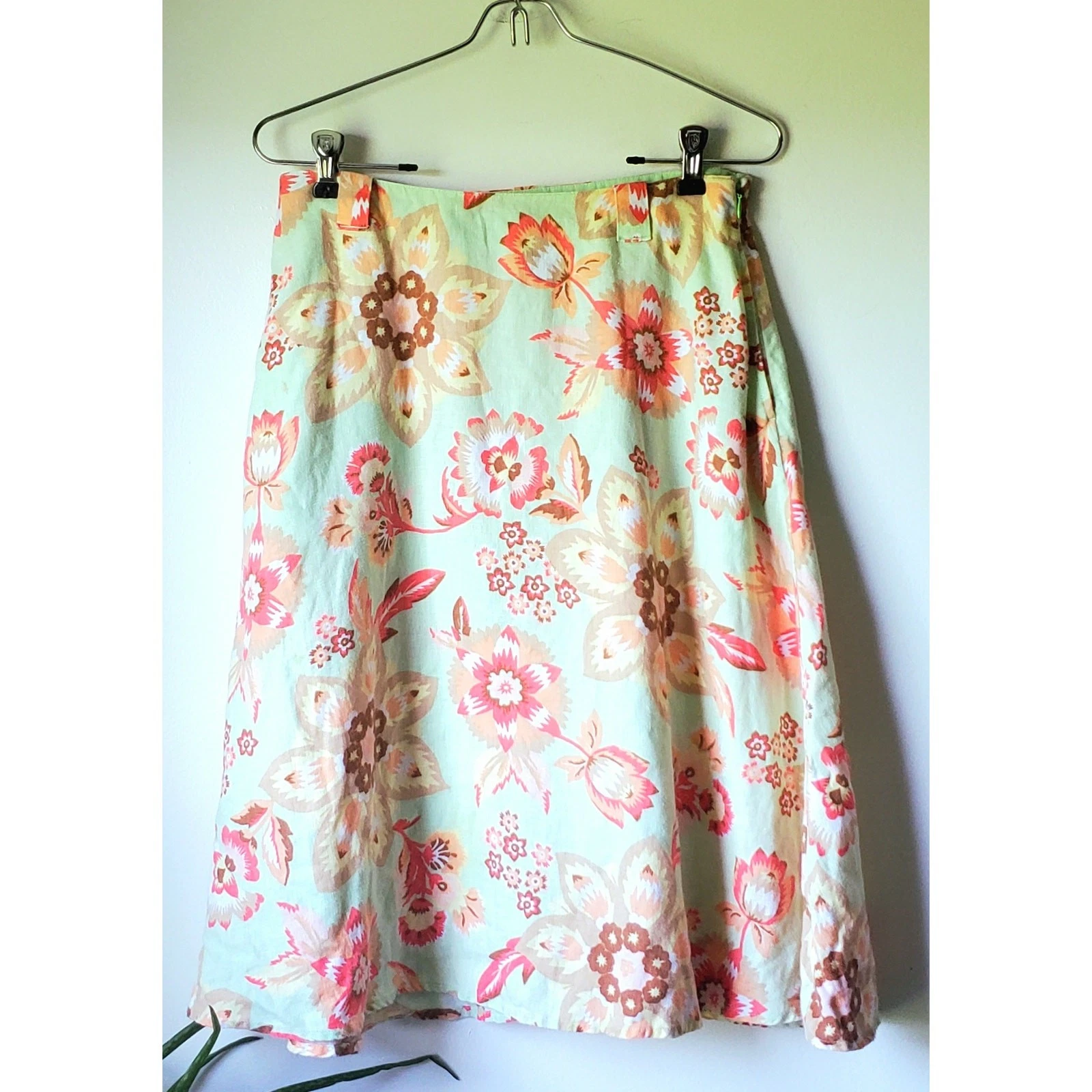 J. Jill Womens Linen Floral A-Line Skirt Size XSPBoho Beachy Cottagecore