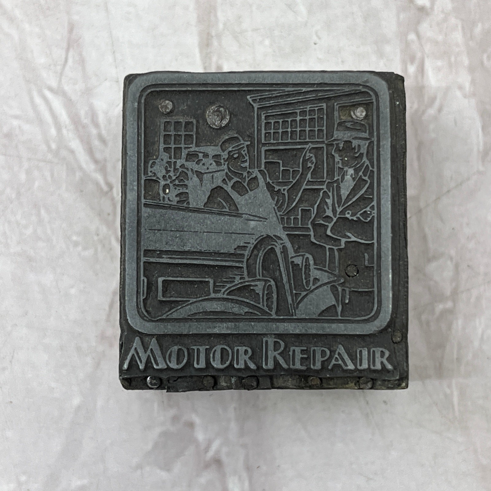 Vintage Retro Motor Repair Letterpress Printers Block Plate SF5