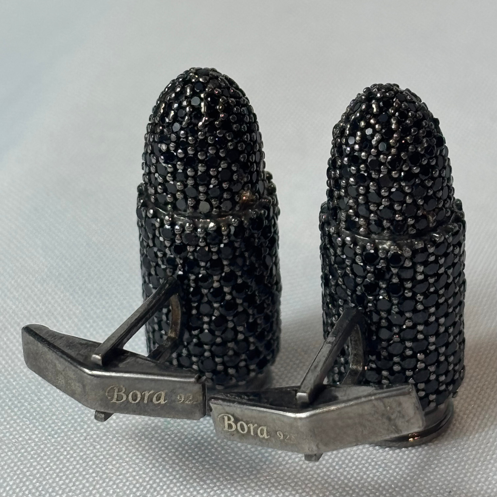 Bora Sterling Silver Bullet Cuff Links Black Gemstones Bullet Back ...