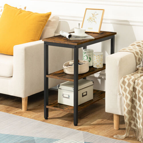 HOOBRO End Table Side Table with 3-Tier Storage Shelf Nightstand for Small Space