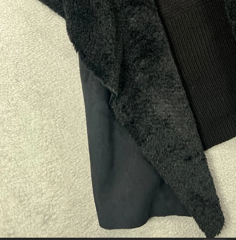 Romeo Juliet Couture Chaleco de Gamuza de Piel Sintética para Mujer Grande Negro Chaleco Cortina Abierta Foto 3 de 4