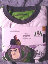 DISNEY PIXAR BUZZ LIGHTYEAR BOYS SIZE 10/12 PAJAMAS FLANNEL 2-PIECE SET PJ'S NEW