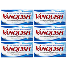 6 Pack Vanquish Pain Reliever Effective Headache Relief 100 Caplets Each