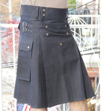Grey Deluxe Utility Cargo Kilt With Two Pockets On Both Sides Front Stud Size 32