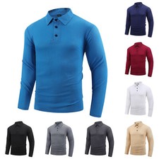 Men's Long Sleeve Slim Fit Polo Shirts Summer Shirts Casual Golf Shirt