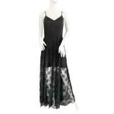 Line & Dot Black Lace Overlay Maxi Dress Large New NWT 
