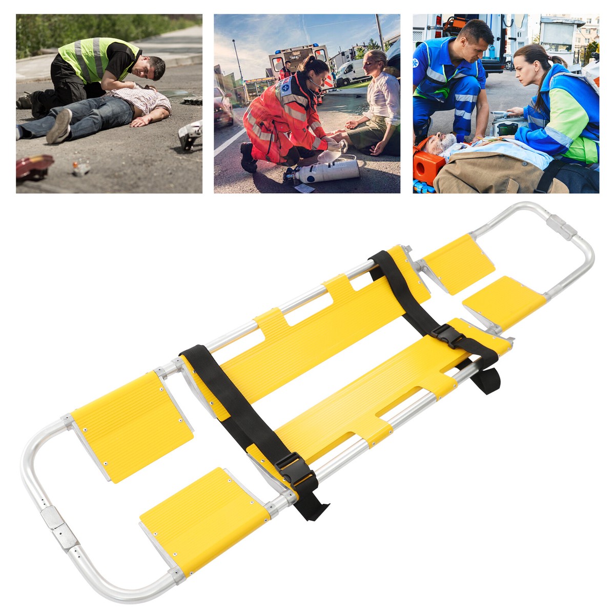 Rectangular Yellow Foldable Stretcher, Portable Stretcher with