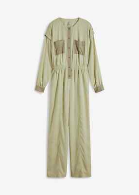 Neu Overall im Patchwork-Stil Gr. 46 Rauchgrün New Khaki Jumpsuit Einteiler