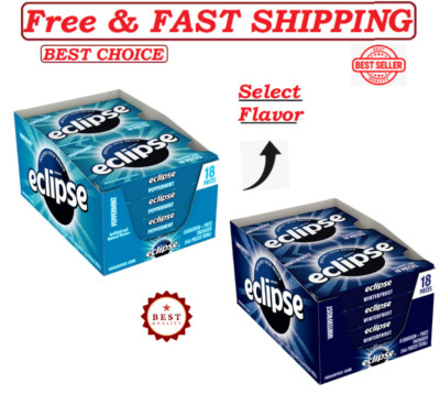 ECLIPSE Sugar Free Chewing Gum Bulk Pack, 18 Piece (Pack of 8) (Select Flavor).,