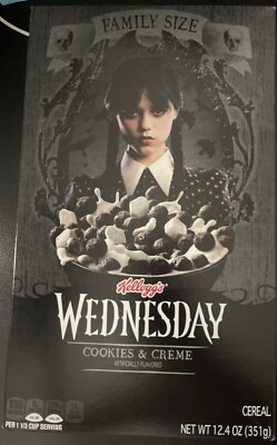 NEW KELLOGG'S FAMILY SIZE LIMITED WEDNESDAY COOKIES & CREME CEREAL 12.4 OZ BOX