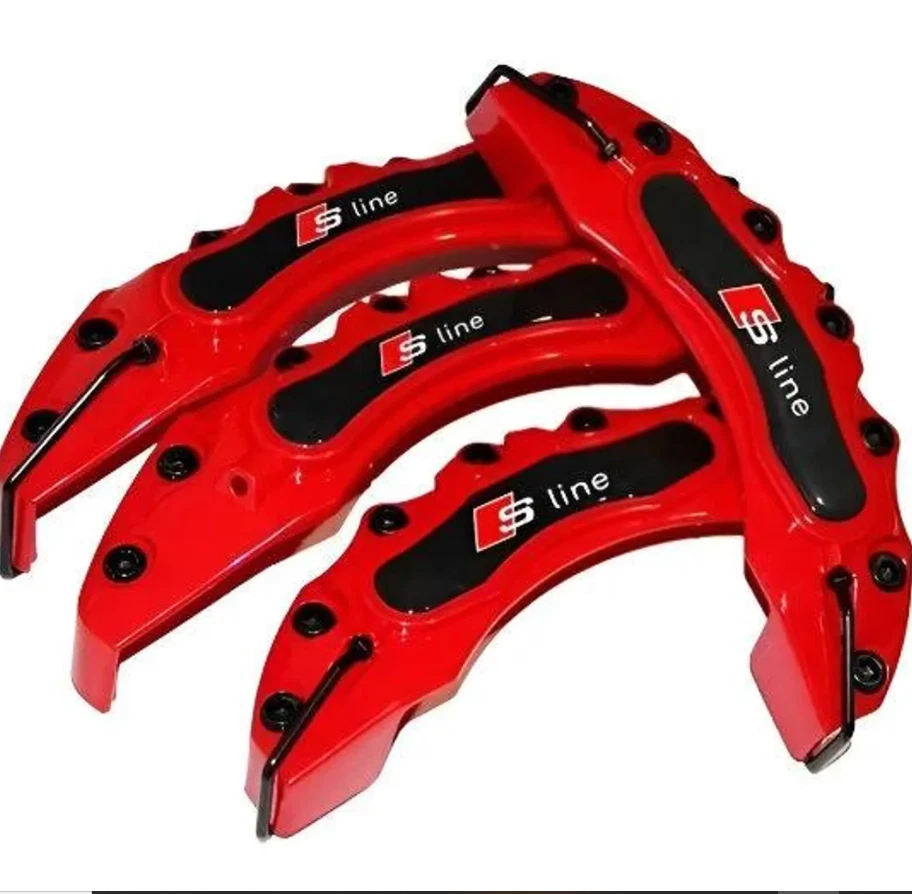 4 PCS Brake Caliper Cover Red for Audi b4 b5 b6 A3 A4 A6 A7 A5 Q5 Allroad Q3 RS - Image 2 of 4