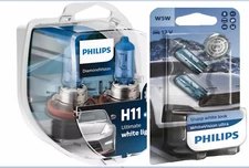 (+ W5W Parkers!) PHILIPS H11 Genuine Diamond Vision 5000K Bulbs OZ seller