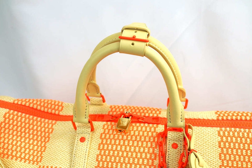 LOUIS VUITTON Keepall Bandouliere 50 M57419 Damier Giant Raffia Bag