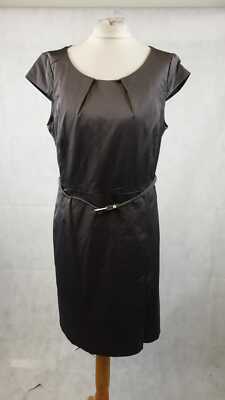 Comma Cap Sleeve Belted Shift Dress Dark Grey UK 12 RRP £110 LN110 AJ 04