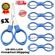 5x Blue Folding Camping Stainless Steel Scissors Keychain Scissor Mini Cutter