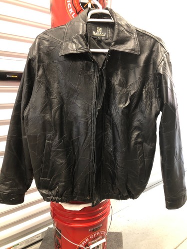 Black Patchwork Leather Jacket Coat 