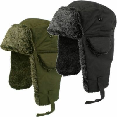 Wintermützen für Herren Thermo Fell Duschfest Trappermütze mit Ohrenklappen 58-60cm