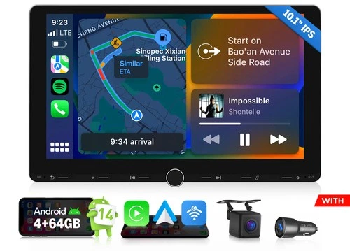 Android 14 10.1" Car Stereo Double DIN GPS WiFi 6 Wireless CarPlay Bluetooth RDS