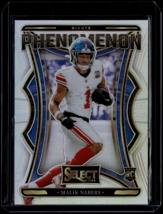 2024 Panini Select Malik Nabers #8 Phenomenon Silver Prizm RC Giants