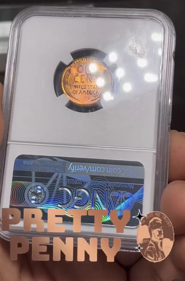 1958-D 1c Lincoln Wheat Cent NGC MS 65 RB **Monster Rainbow Toned** Extreme Tone - Image 3 of 4