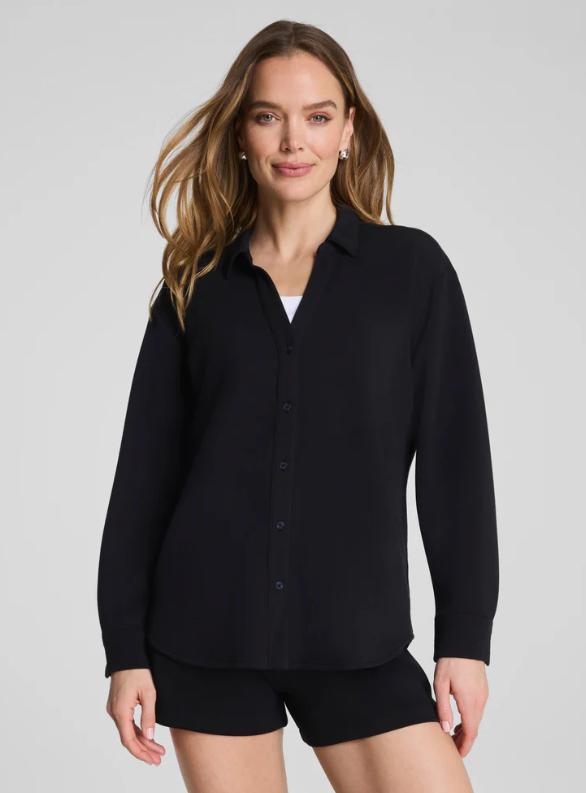 Hot Sale Spanx Oversized Button Down, Very Black
