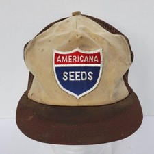 Vintage Americana Seeds Patch Brown Meshback Snapback Hat K-Products USA